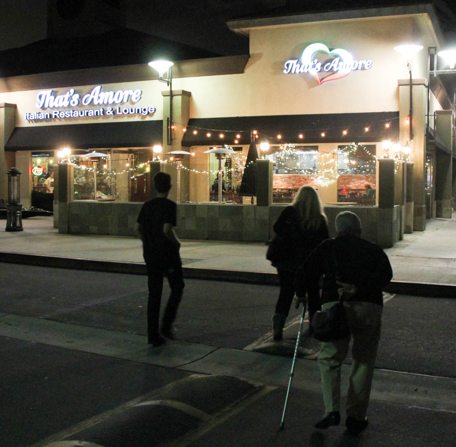 Dessert and wine at That's Amore in Sunset Beach after the Naples walk