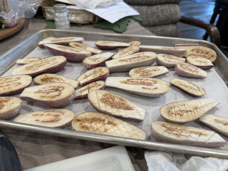 Cooking fresh eggplant right out of the garden!