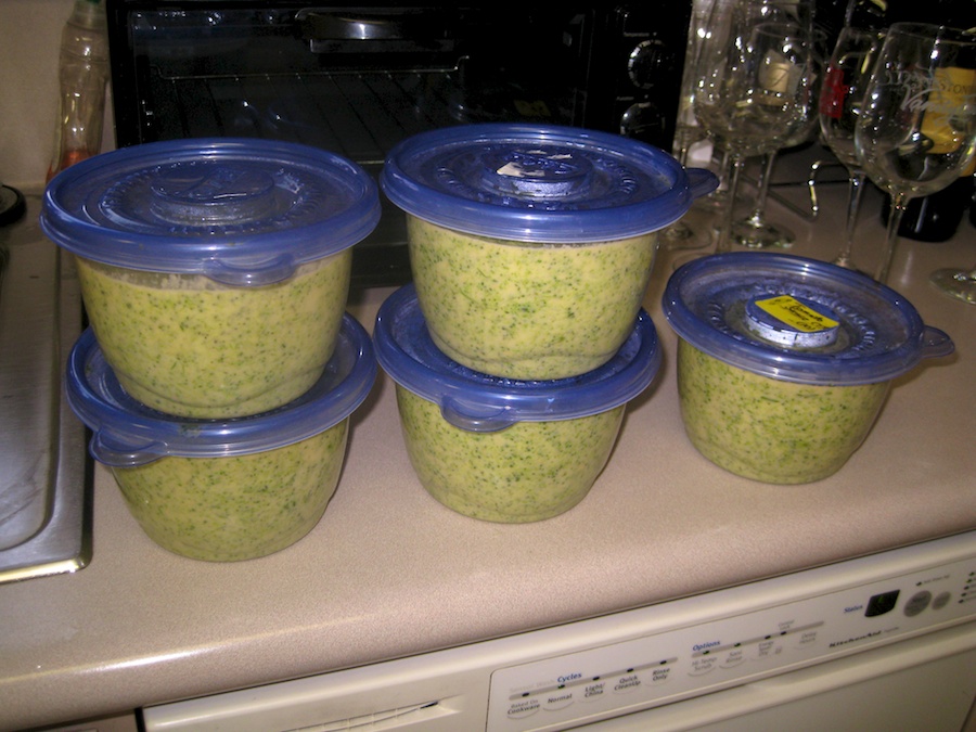 Cooking broccoli cheese soup from the garden