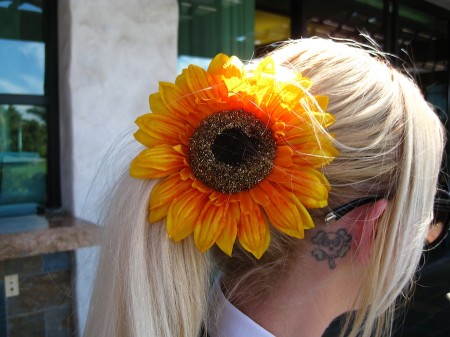It's summertime, of course you put sunflowers in your hair