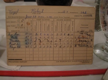 This report card is from 1940 and the teacher was Dinwiddie who was Paul's teacher seventeen years later!