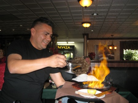 Indeed flaming saganaki