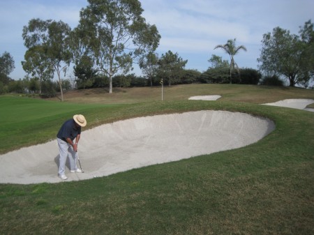 We have brand new sand in the bunkers and they are difficult to hit out of!