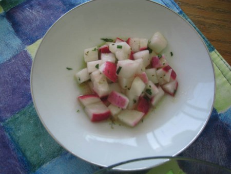 Radish salad using Sue's Secret Sauce