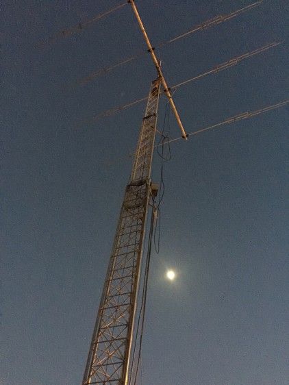 The moon was beautiful and the GG Elks Ham Radio antenna needed his picture taken