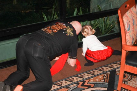 Lilly and Great Grandpa look for the "Night Ducks"