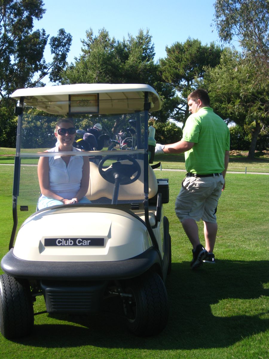 Sarah and Jon play gold at Old Ranch