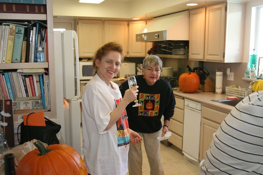 Carving the pumpkins with family at the Liles home