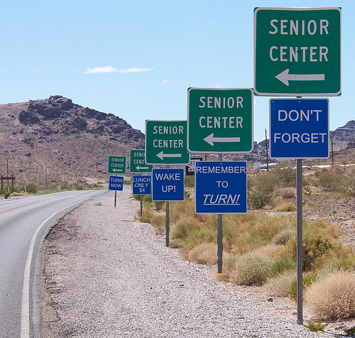 Road signs for seniors