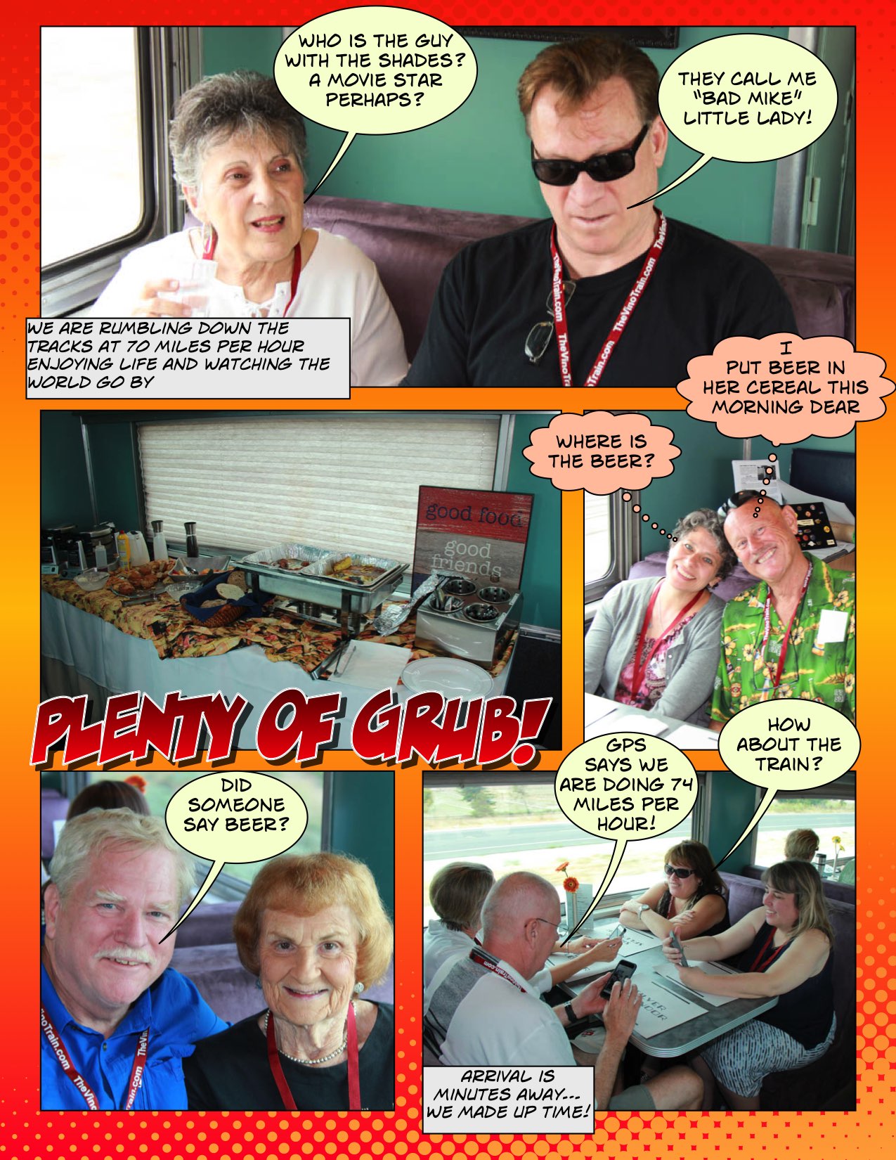 Comic view of the August 6th Vino Train Adventure