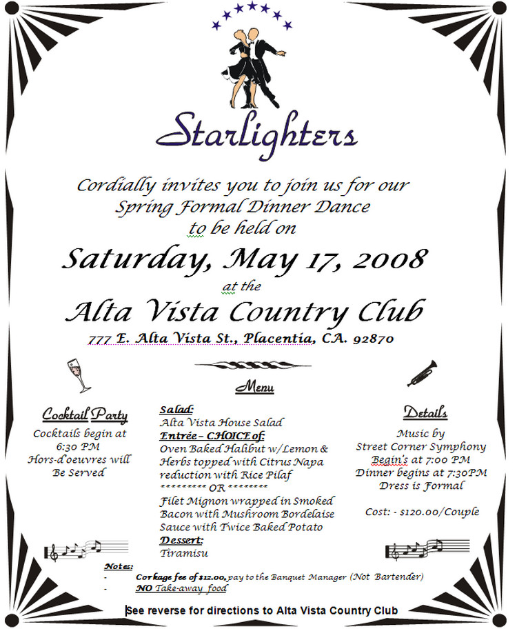 Starlighters Spring Formal Dinner Dance May 17th 2008