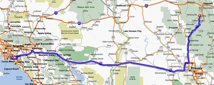 Map from Sedona to Home