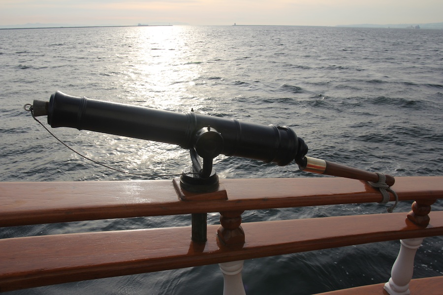 The gun battle begins in Long Beach Harbor January 2012