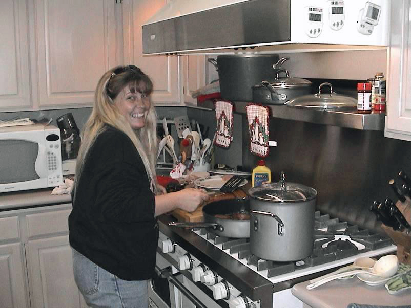 Colleen at the stove