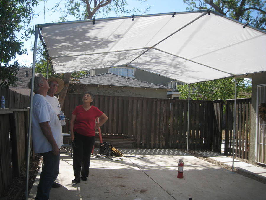 The car cover raising at Irene's home