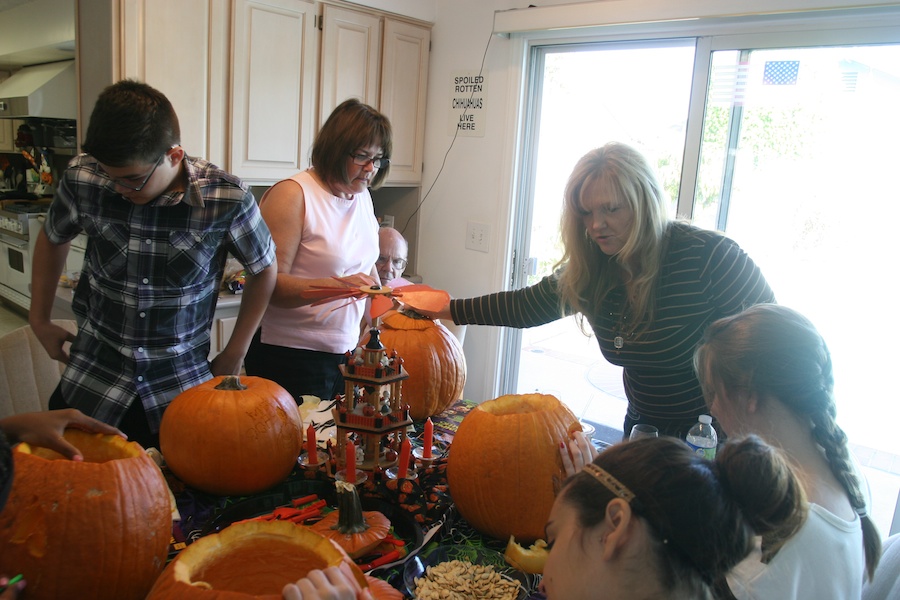 Pumpkin carving with family and friends 10/27/2013