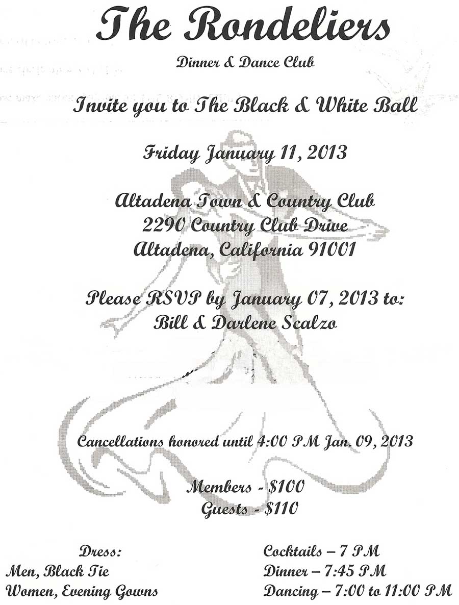 Rondeliers Black and White Ball Januaey 2013