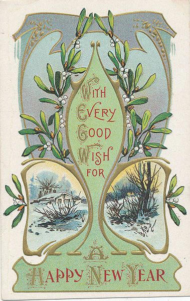 Mistletoe Greeting Card Circa 1900